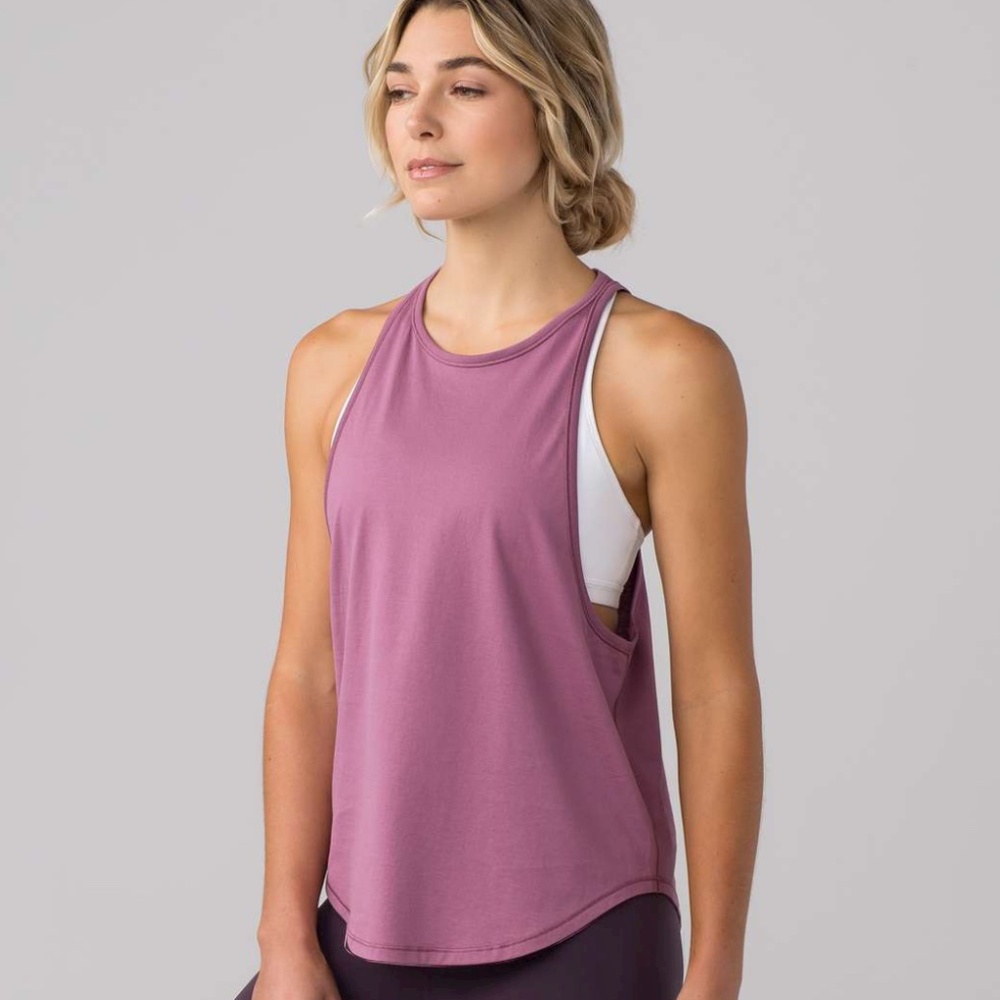 LULULEMON EUC Sweat Date Muscle Tank Top Figue Mauve 4 Cotton